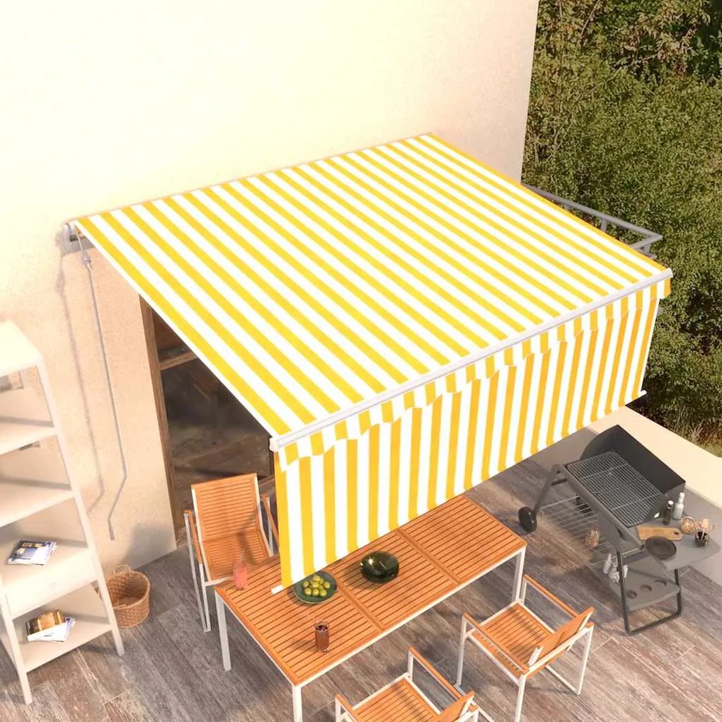 Tenda Retrattile Automatica Con Parasole 4x3m Gialla Bianca /