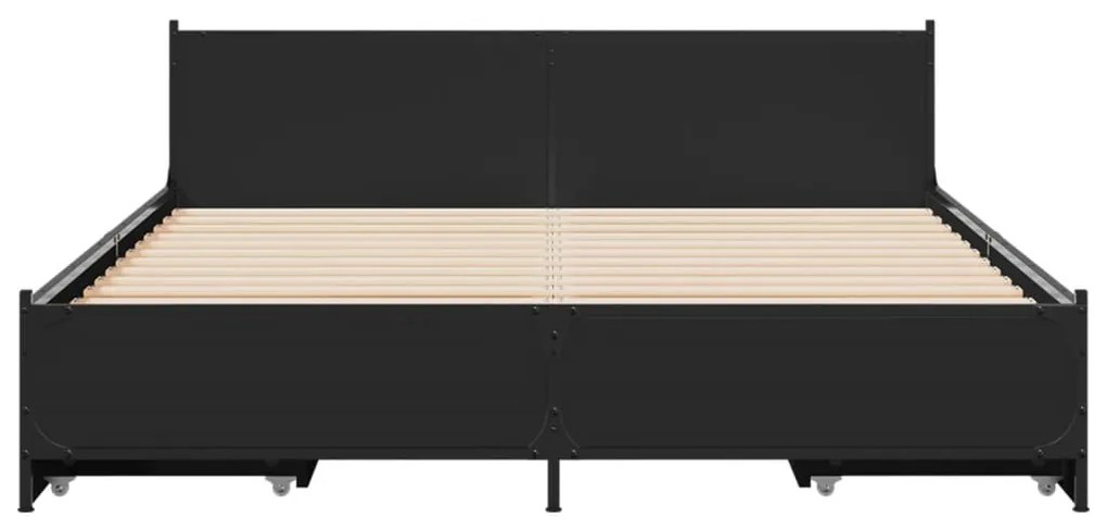 Giroletto con cassetti nero 120x190 cm in legno multistrato