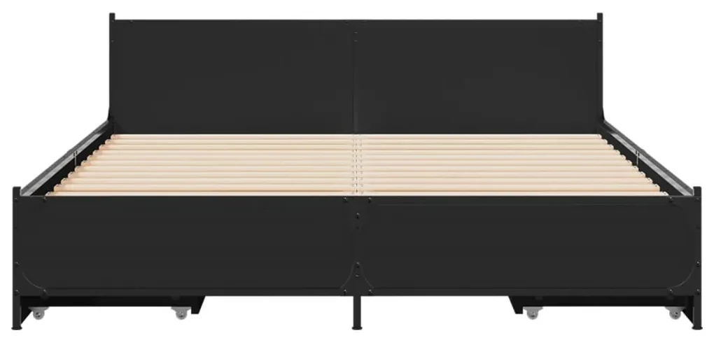 Giroletto con cassetti nero 120x190 cm in legno multistrato