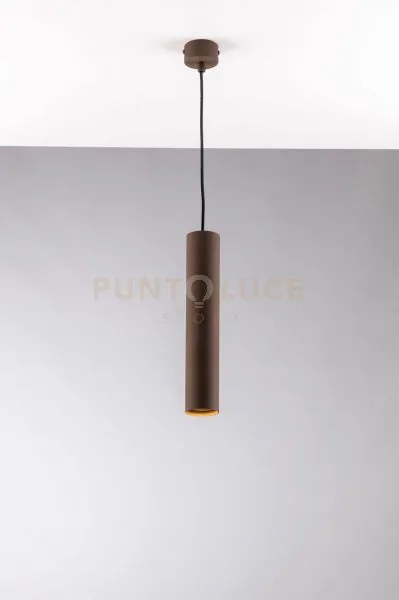 Lampadario a sospensione fluke tonda corten 1 luce attacco gu10 5,5...