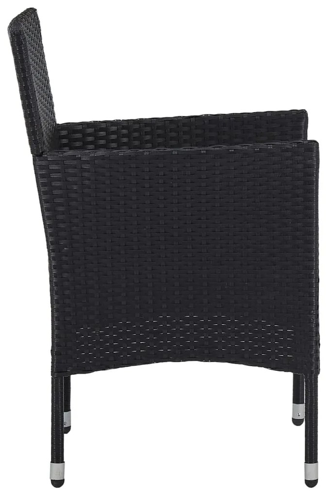 Set da Pranzo per Giardino 11 pz in Polyrattan Nero