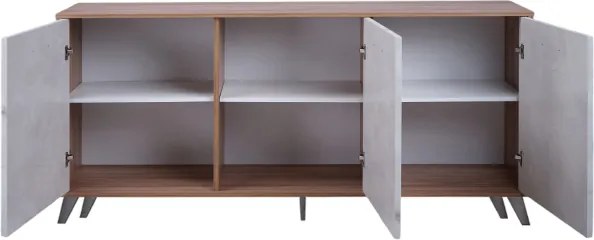 Madia in legno 160 cm a 3 ante Cemento Chiaro e struttura Noce Chiaro - LAELA