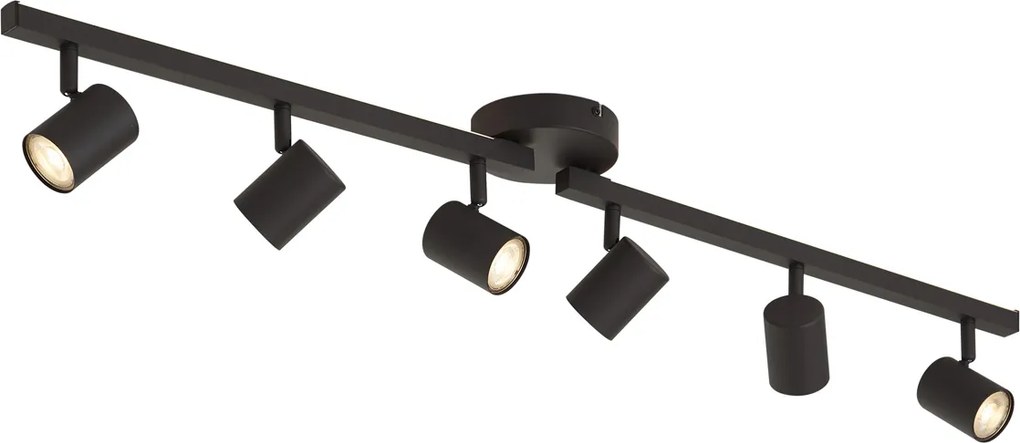 Faretto da soffitto moderno nero 6 luci GU10 50mm con retroilluminazione e interruttore a 3 vie - Back Up