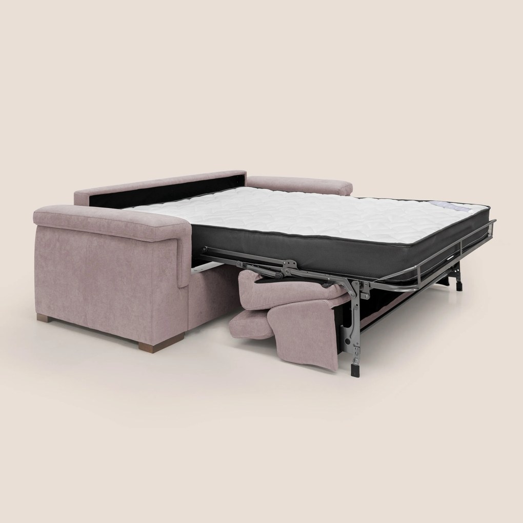 Giunone divano letto con materasso alto 18 cm e poggiatesta reclinabili in tessuto impermeabile T02 rosa