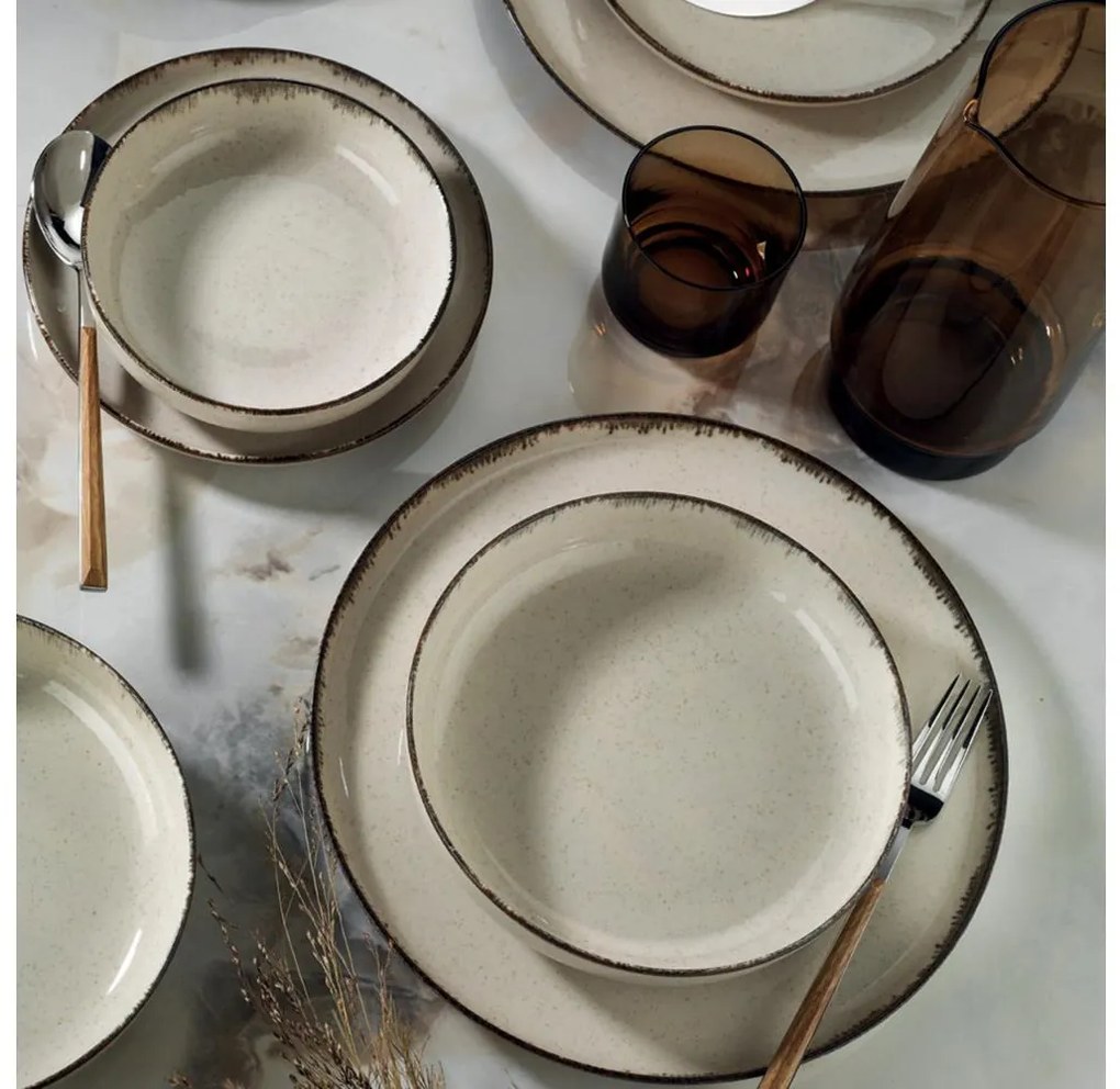 Servizio da tavola 18 pezzi beige/porcellana