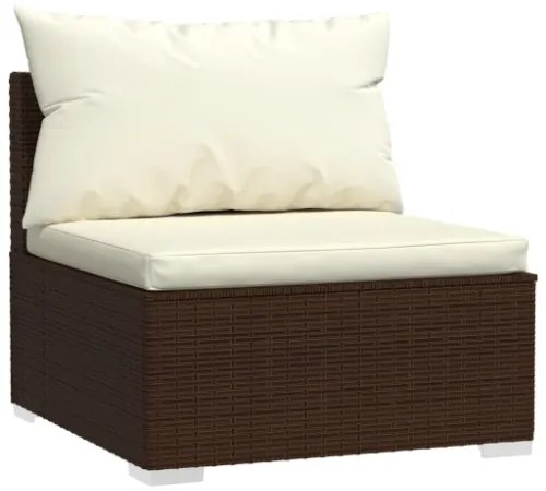 Set Divani da Giardino 6 pz con Cuscini in Polyrattan Marrone