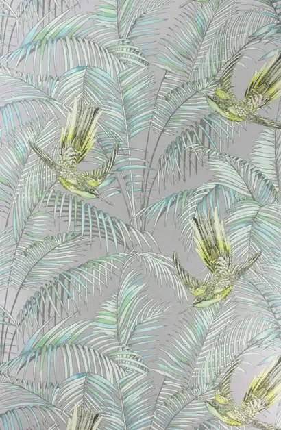 Matthew Williamson Carta da parati Sunbird - Silver/ Lemon/ Jade