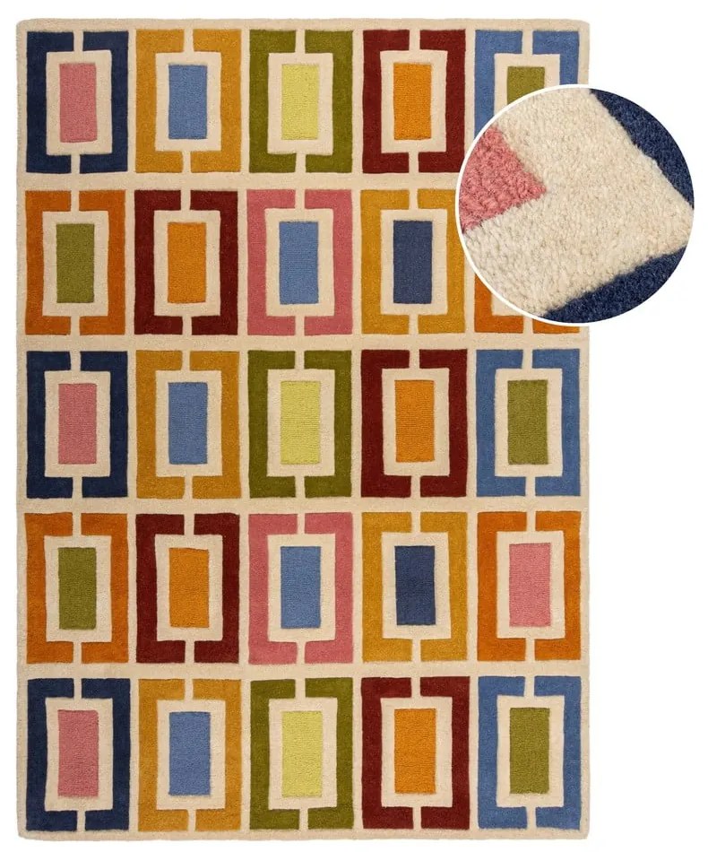 Tappeto in lana tessuto a mano 160x230 cm Retro Blocks - Flair Rugs