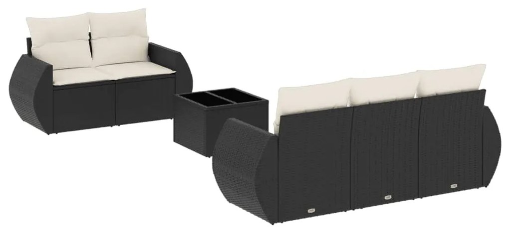 Set divano da giardino 6 pz con cuscini nero in polyrattan