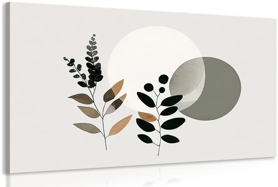 Stampa su tela – Foglie minimaliste con sfondo boho