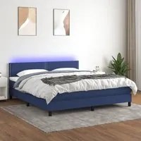 Letto a Molle con Materasso e LED Blu 160x200 cm in Tessuto 3133091