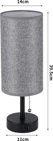 Brilagi - Lampada da tavolo con porta USB TABLON 1xE27/25W/230V nero/grigio