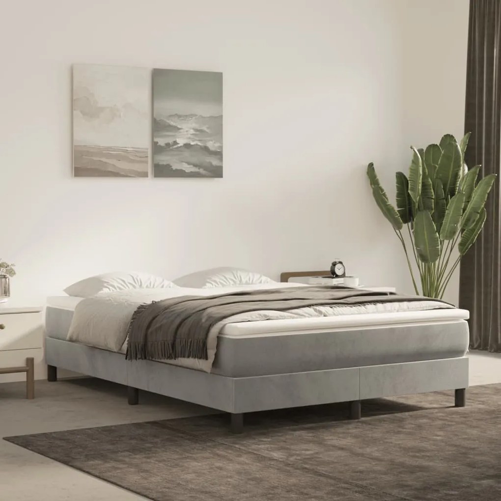 Materasso A Molle Grigio Chiaro 140x220x20 Cm İn Velluto /
