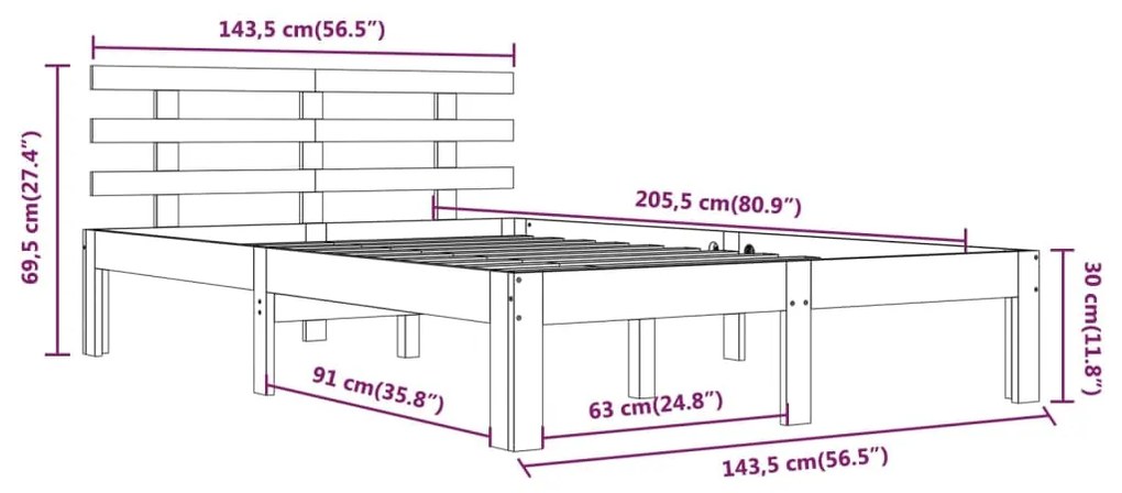 Giroletto Bianco in Legno Massello 140x200 cm