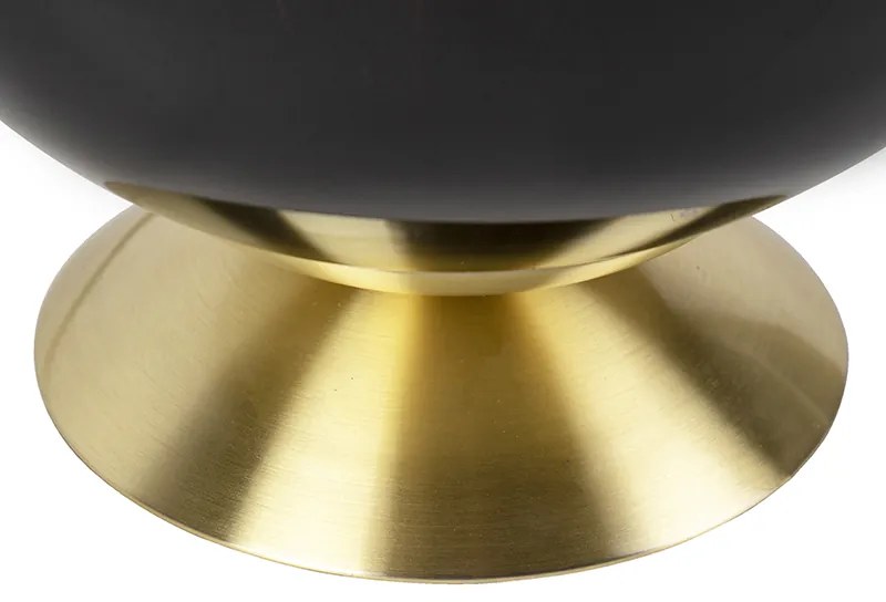 Lampada da tavolo Art Déco in ottone con vetro nero - Pallon