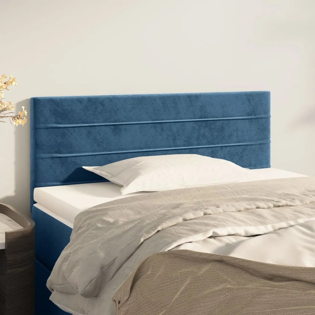 Testiera Blu Scuro 100x5x78/88 Cm İn Velluto /