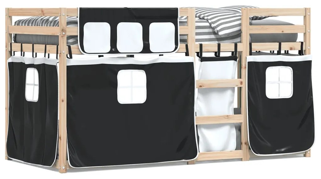 Letto A Castello Senza Materasso Bianco E Nero 90x190cm İn Pino /