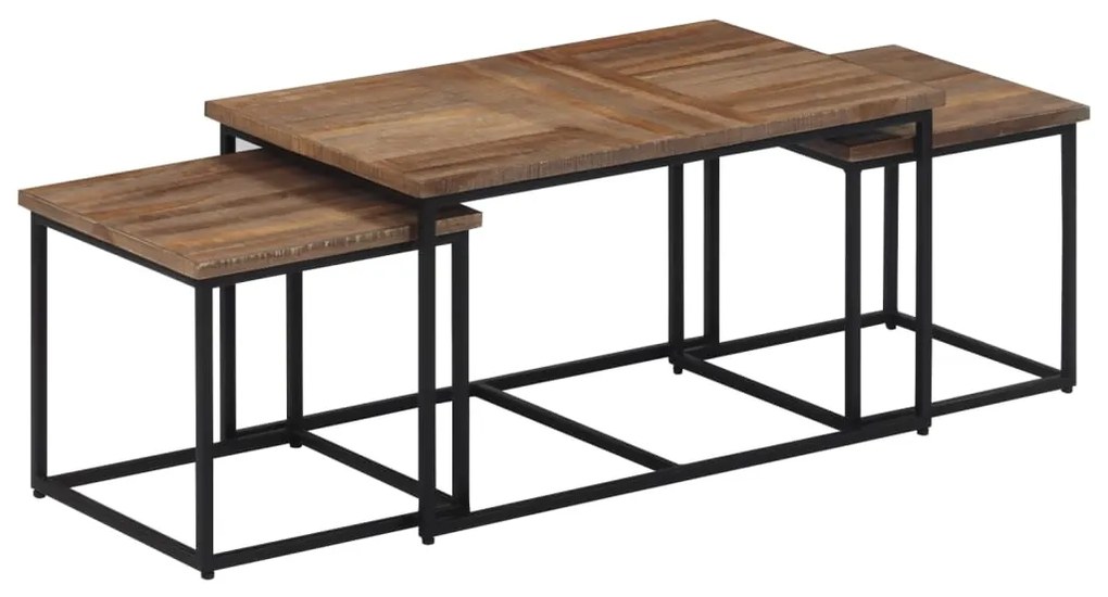 Tavolini A Incastro 3 Pz İn Legno Massello Di Teak /