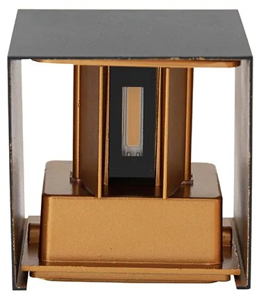 Applique da esterno nera con doratura incl. LED 2 luci IP54 - Edwin