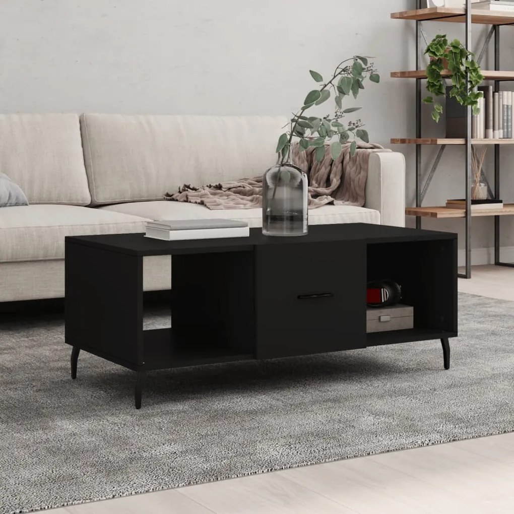 Tavolino Da Salotto Nero 102x50x40 Cm İn Legno Multistrato /