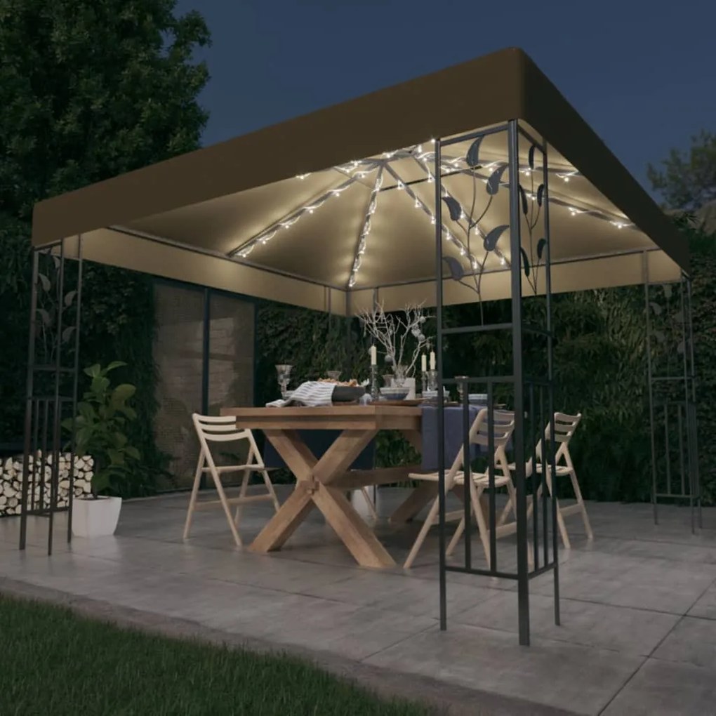 Gazebo Con Luci Led A Stringa 3x3 M Grigio Talpa /