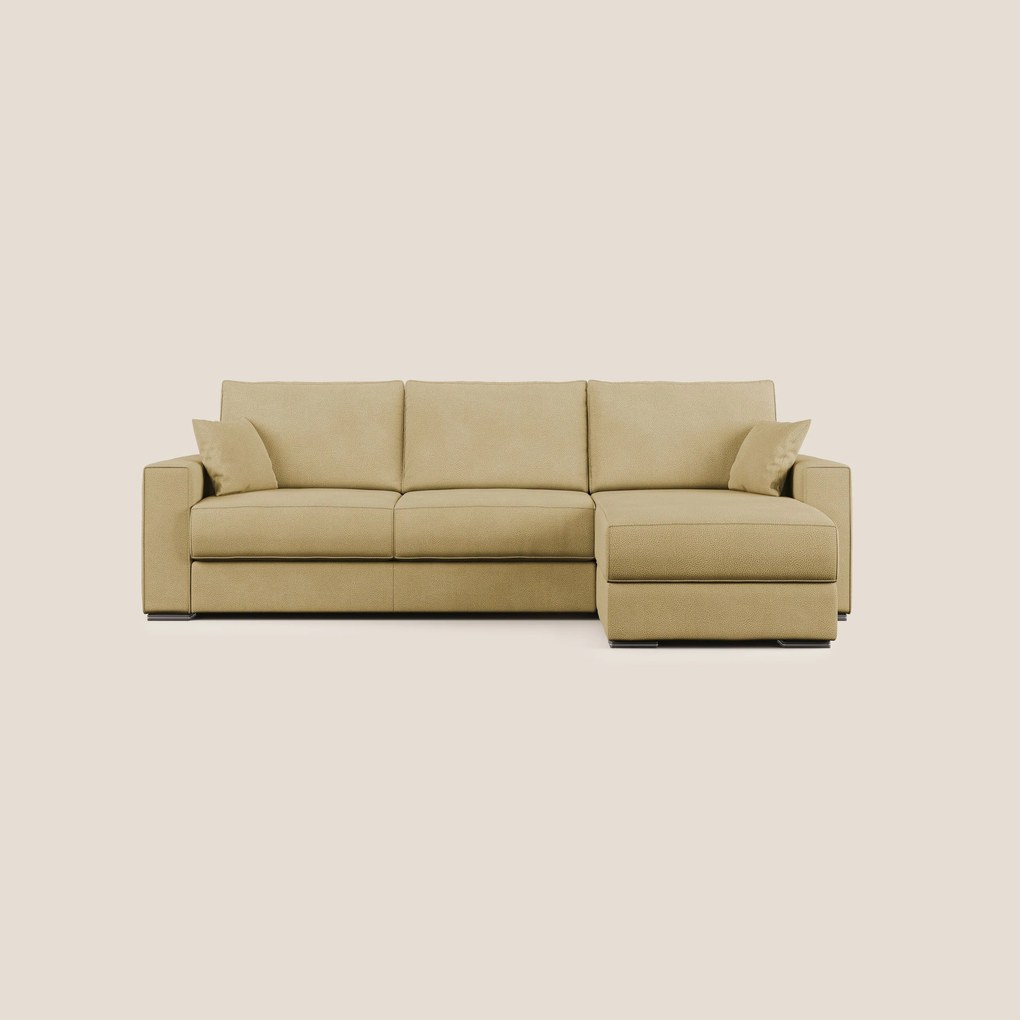 Dream Divano letto angolare in microfibra effetto pelle smacchiabile T15 giallo