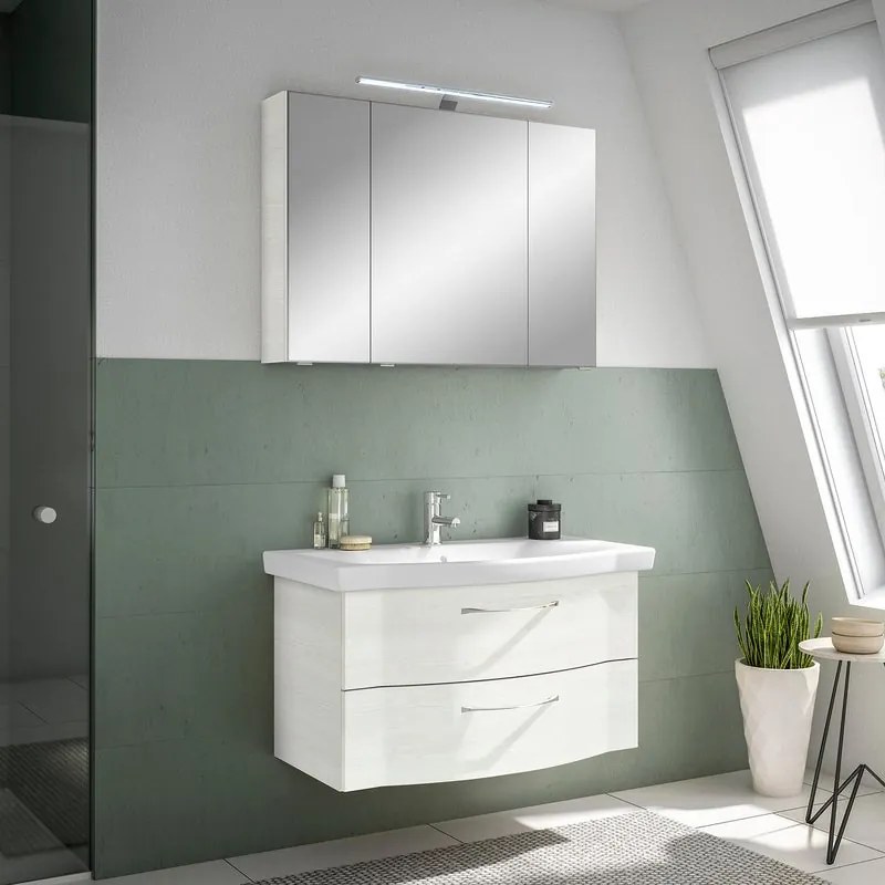 Mobile bagno sospeso con lavabo L 97 cm rovere bianco per vasca centrale Solitaire
