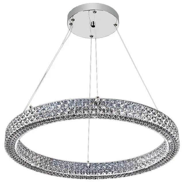 Lampadario LED neoclassico Soledad trasparente Ø60cm, luce naturale 3600 lumen, NOVECENTO