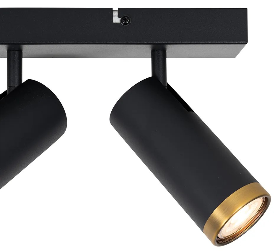 Faretto da soffitto moderno nero con bronzo 4 luci orientabile - Renna
