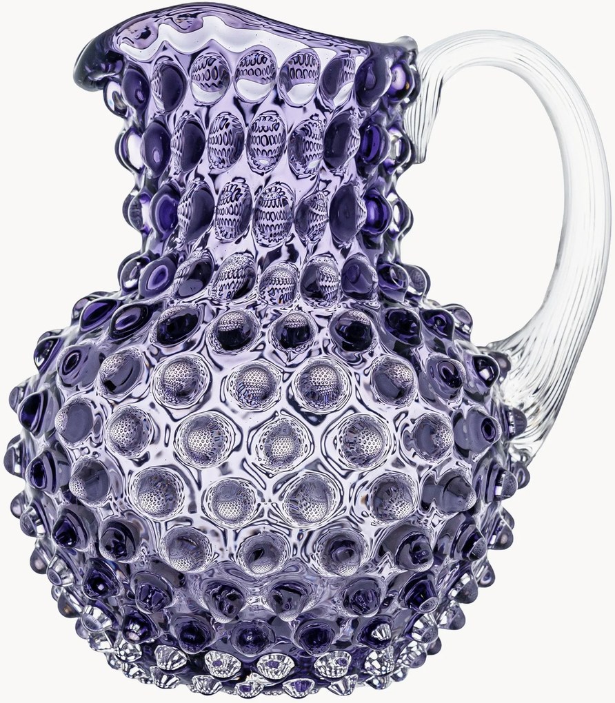 Brocca in vetro soffiato Opaline Paris Hobnail