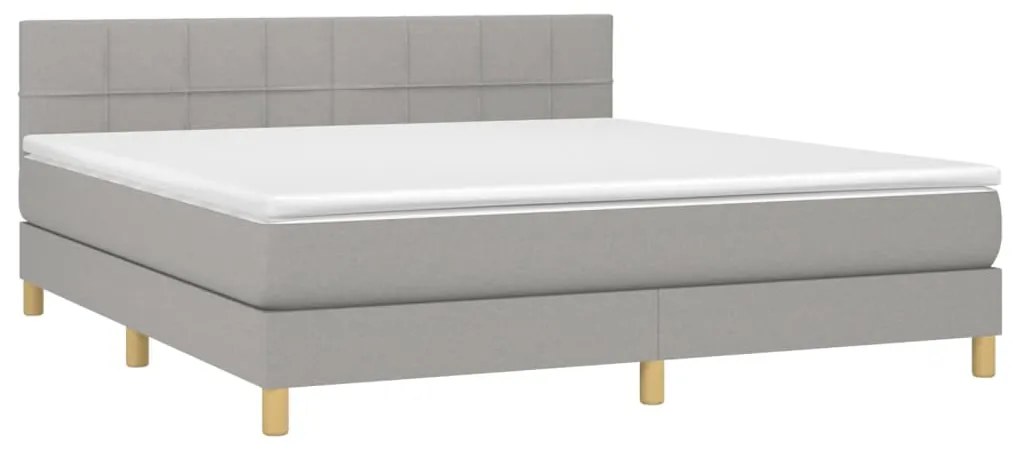 Letto a Molle Materasso e LED Grigio Chiaro 160x200 cm Tessuto