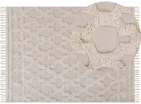 Tappeto Beige di Cotone Fatto a mano stile marocchino motivo con quadrifogli 160 x 230 cm