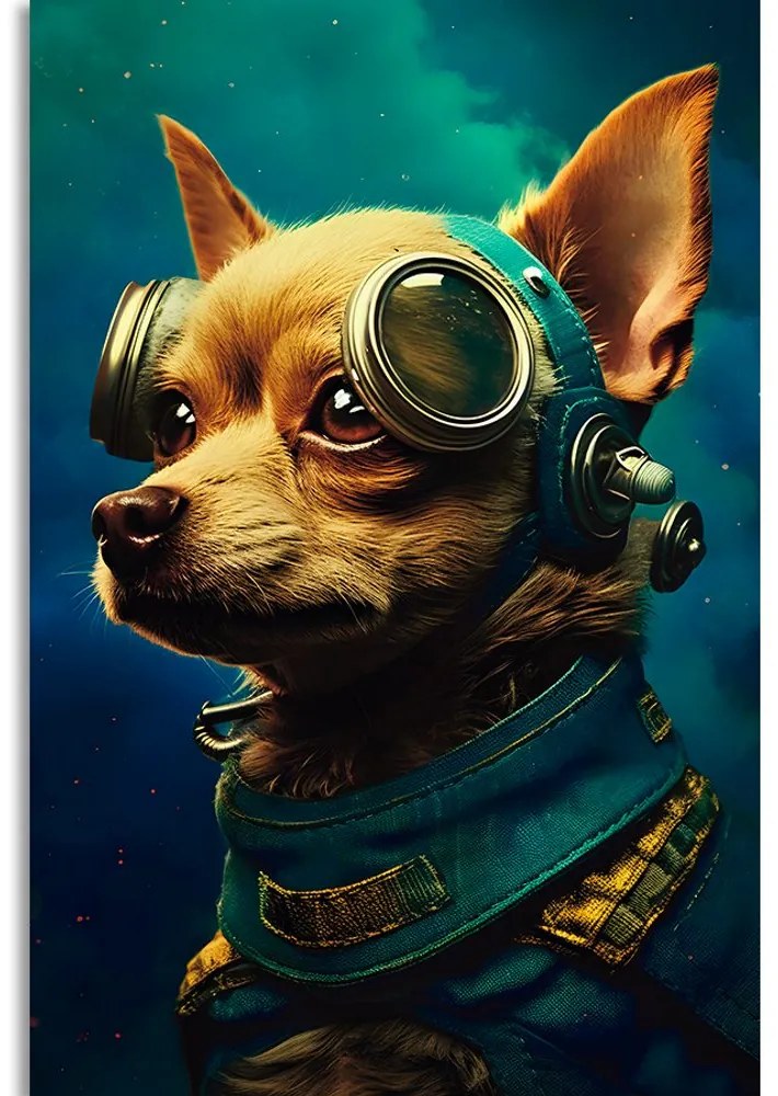 Quadro su tela – Cane blu-oro