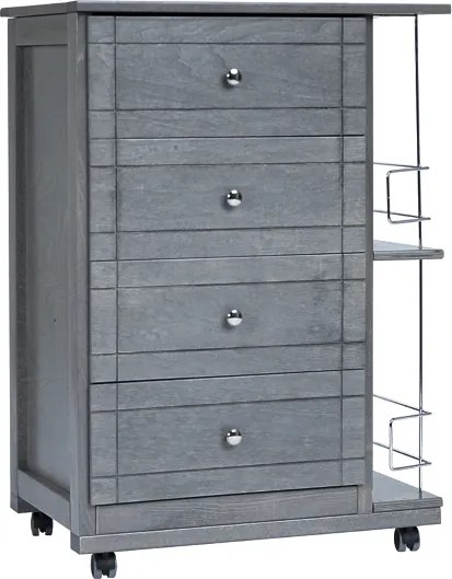 Carrello da cucina GIADA con 4 cassetti e portabottiglie Grigio