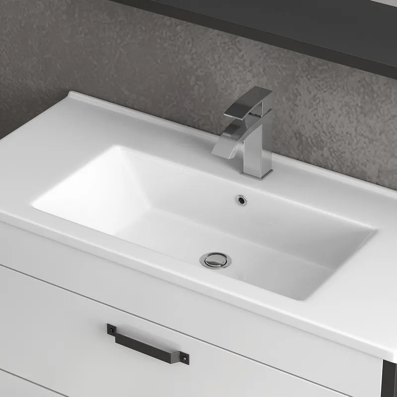 Mobile bagno 100cm con struttura metallica nera IKOS-100 - KAMALU