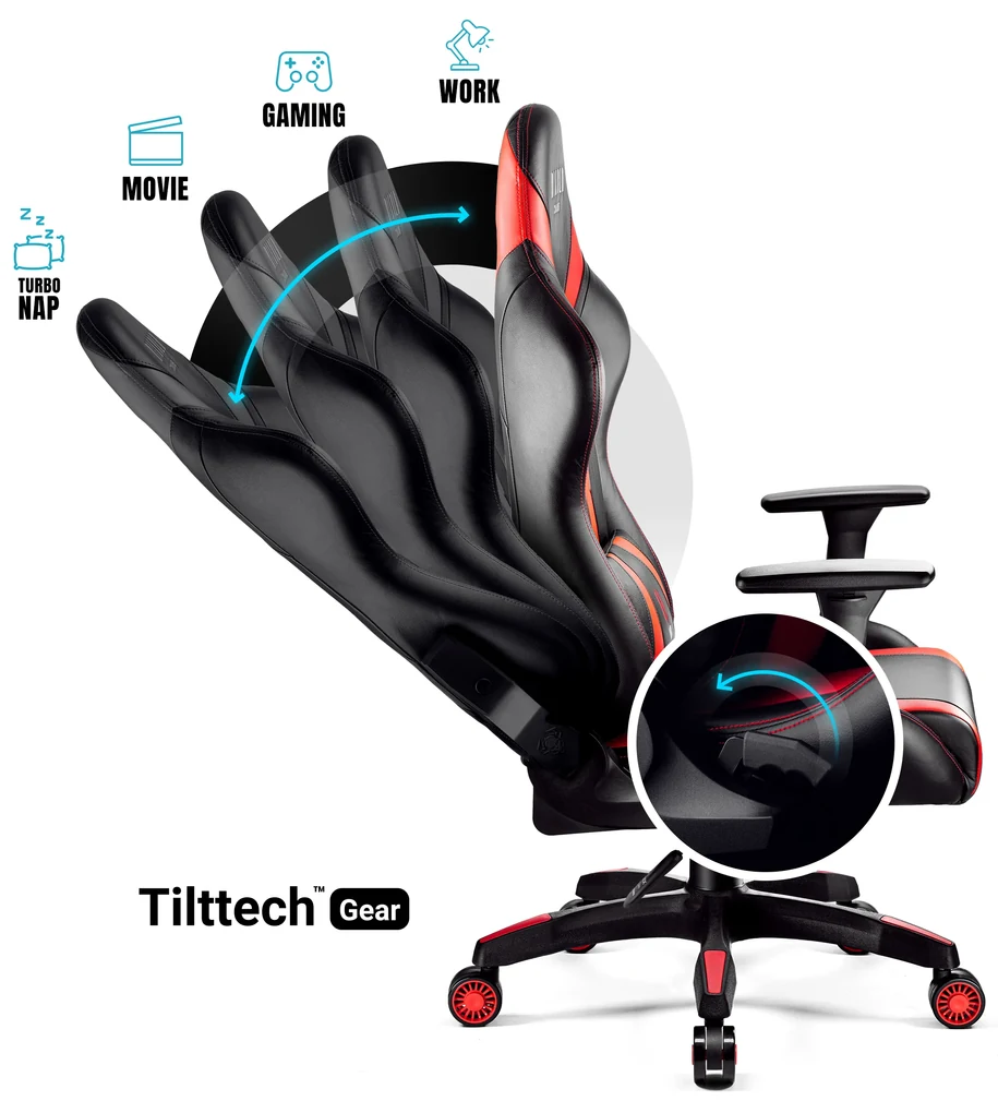 Sedia gaming ufficio Turbo nero/rosso