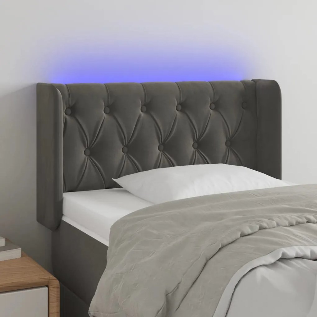 Testiera A Led Grigio Scuro 83x16x78/88 Cm İn Velluto /