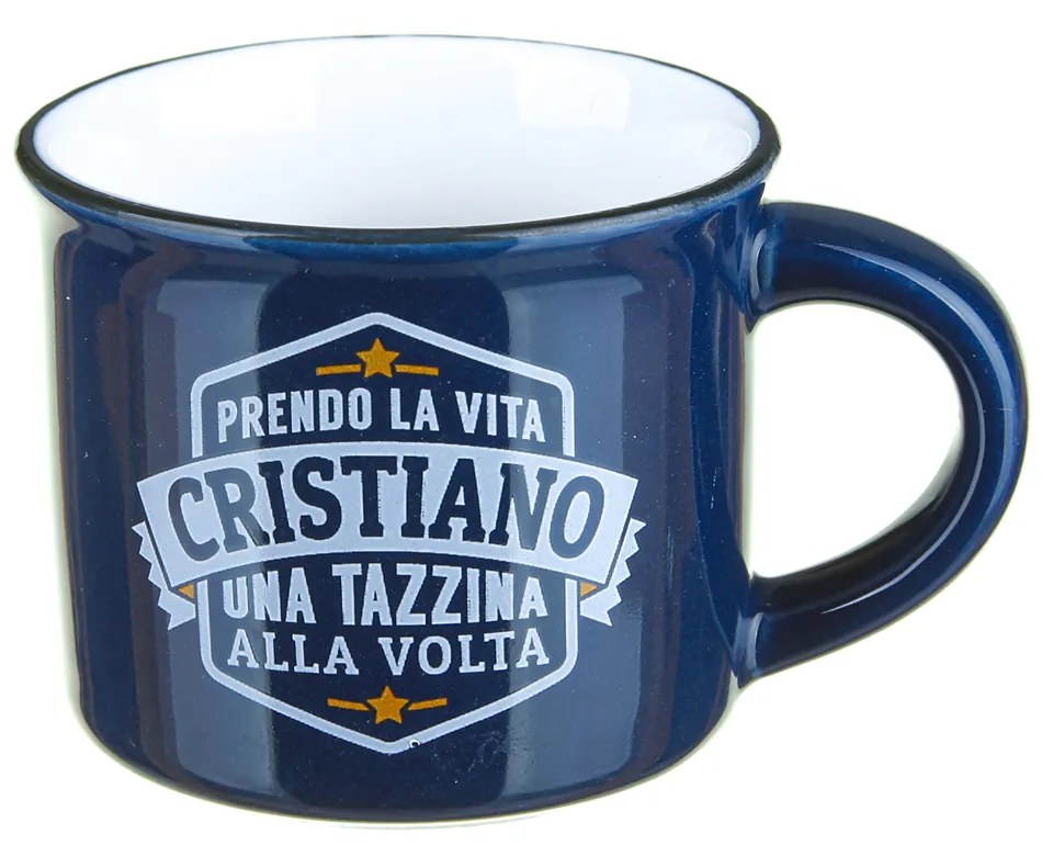 Tazzina caffè con nome Cristiano in gres porcellanato