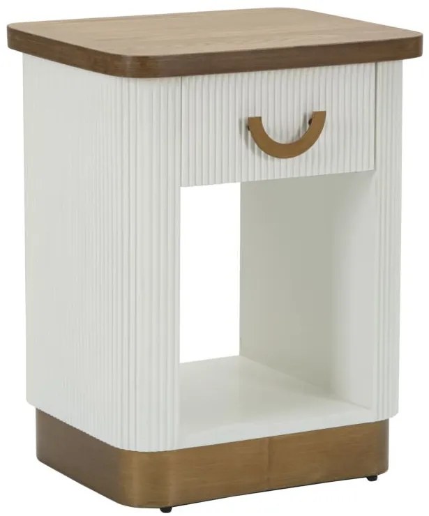 Comodino Tolosa in Legno Bianco e Marrone cm 48x40x62