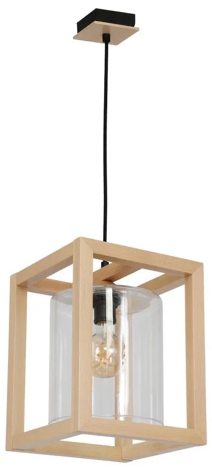 Lampadario a sospensione con filo LEGNO 1xE27/60W/230V