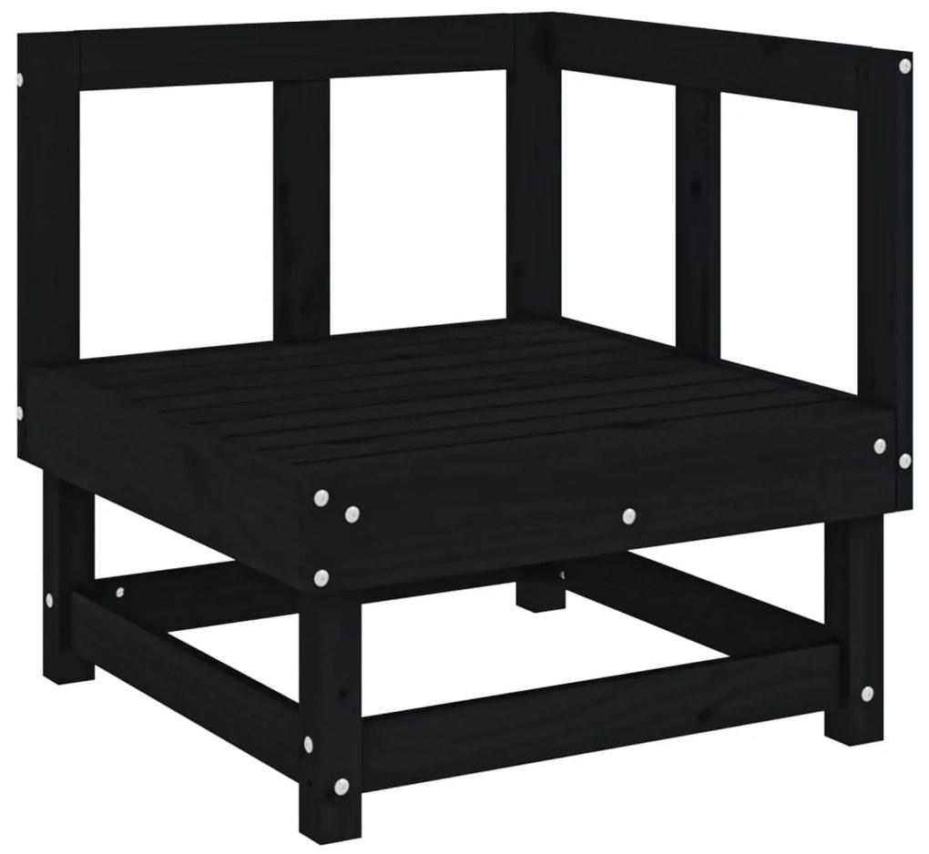 Set salotto da giardino 3 pz nero in legno massello di pino