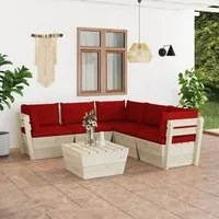 Set Divani da Giardino su Pallet 6 pz con Cuscini Legno Abete cod mxl 43888