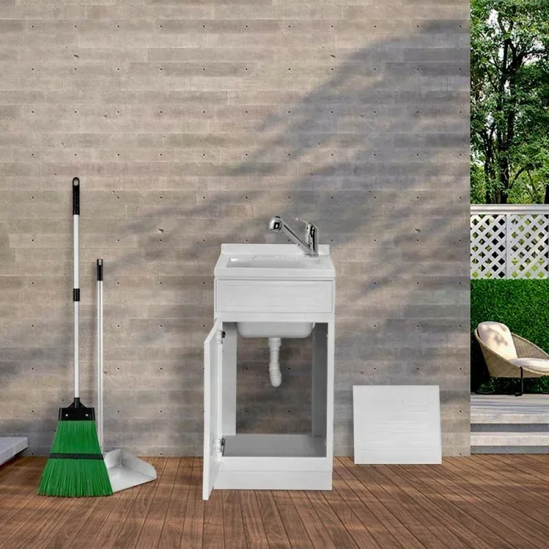 Mobile Lavatoio in Kit bianco 45x50 cm completo di asse lavapanni
