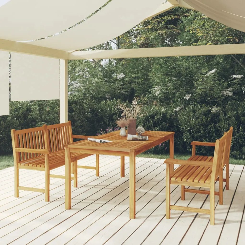 Set Da Pranzo Per Giardino 3 Pz İn Legno Massello Di Teak /