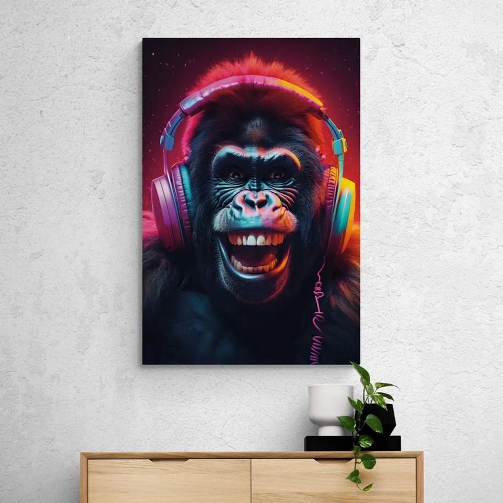 Stampa su tela – Gorilla con cuffie
