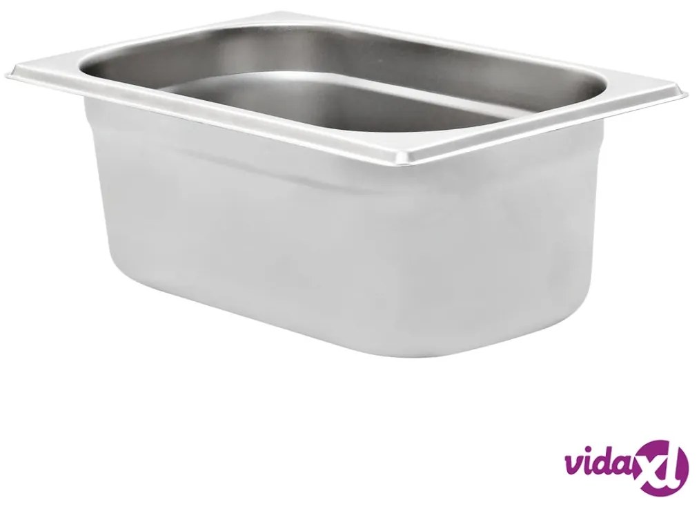 vidaXL Contenitori Gastronorm 8 pz GN 1/4 100 mm in Acciaio Inox