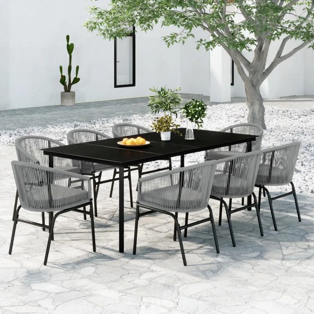 Set mobili da pranzo da giardino 9 pz antracite