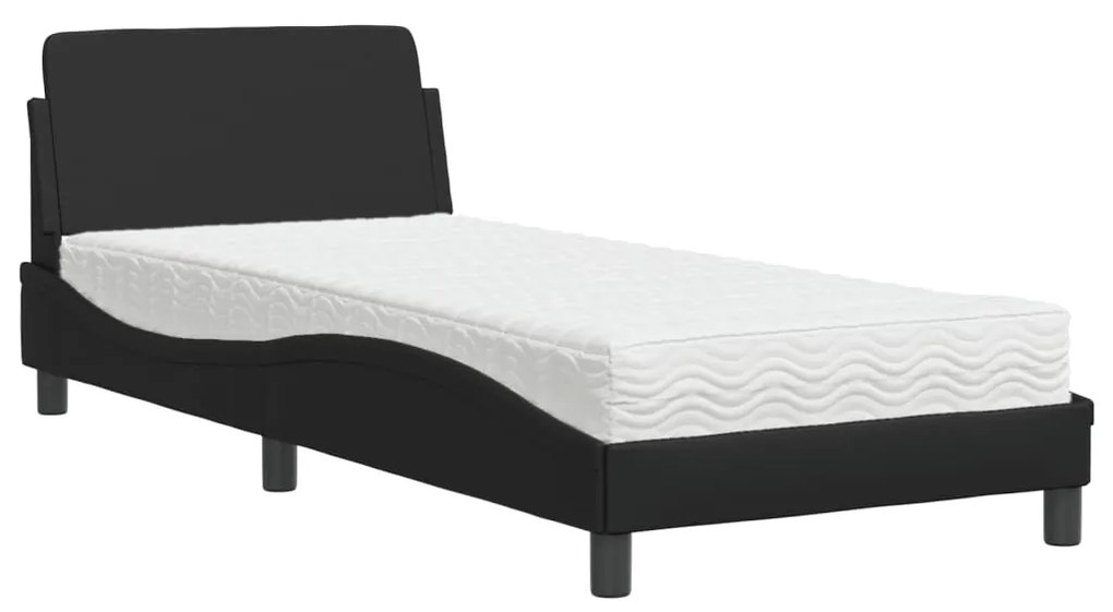 Letto con materasso nero 90x200 cm in similpelle