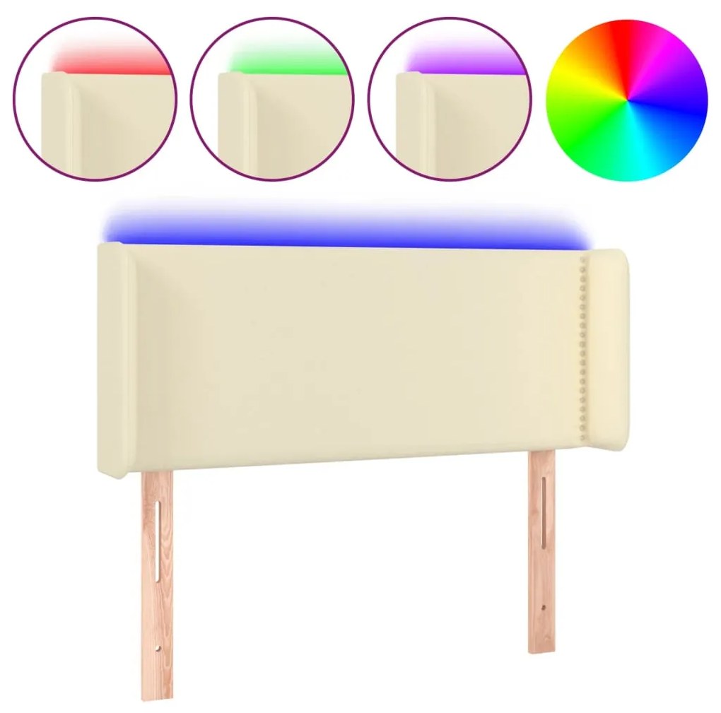 Testiera a led crema 103x16x78/88 cm in similpelle
