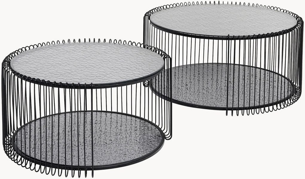 Set di 2 tavolini da salotto con piano in vetro Bubble